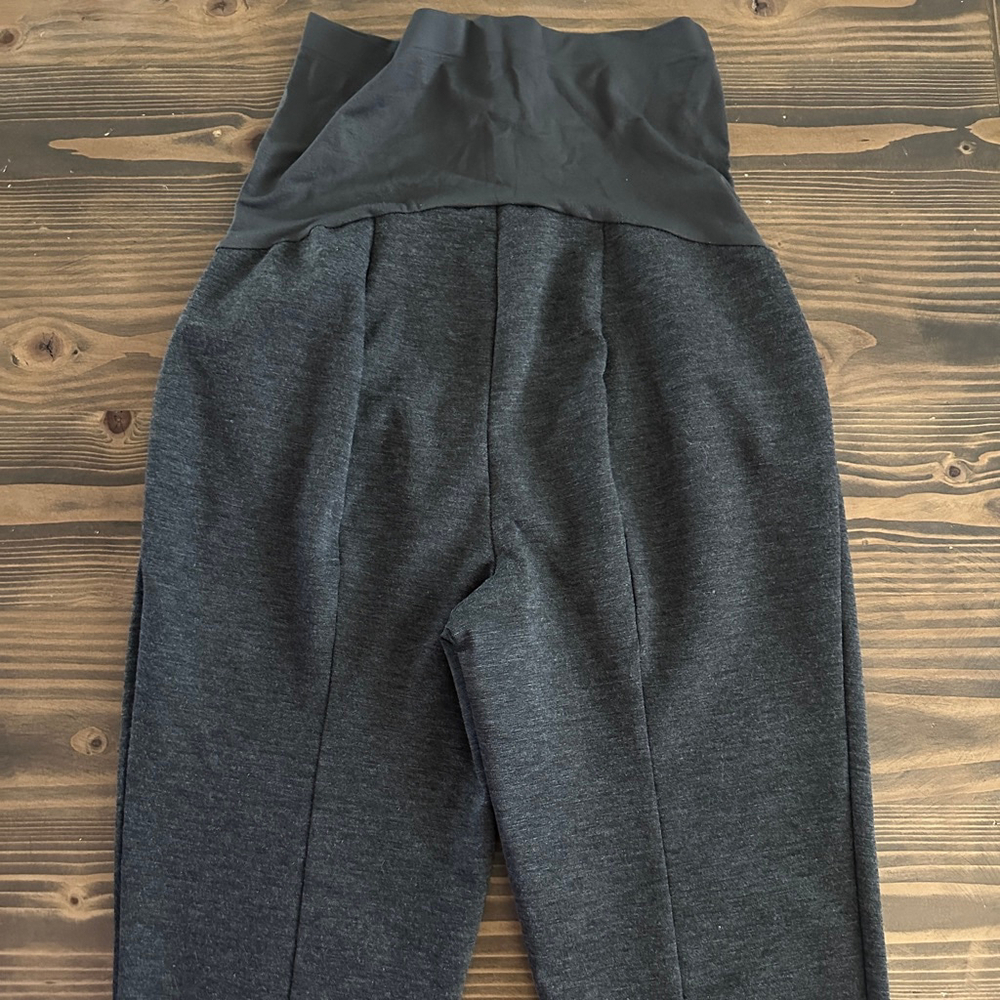 Women’s A Glow Maternity Leggings M Charcoal Over Belly Stretch Pants - Picture 6 of 7